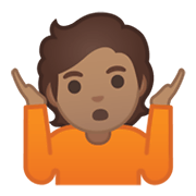 🤷🏽 Emoji schulterzuckende Person: mittlere Hautfarbe Google Android 10.0 March 2020 Feature Drop.