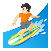 Emoji 🏄🏻 Persona Che Fa Surf: Carnagione Chiara su Google Android 10.0 March 2020 Feature Drop.