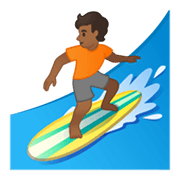 🏄🏾 Emoji Surfista: Pele Morena Escura na Google Android 10.0 March 2020 Feature Drop.