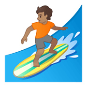 Emoji 🏄🏽 Persona Che Fa Surf: Carnagione Olivastra su Google Android 10.0 March 2020 Feature Drop.