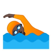 🏊🏿 Emoji Persona Nadando: Tono De Piel Oscuro en Google Android 10.0 March 2020 Feature Drop.