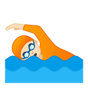 🏊🏻 Emoji Schwimmer(in): helle Hautfarbe Google Android 10.0 March 2020 Feature Drop.