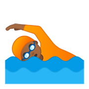 🏊🏾 Emoji Persona Nadando: Tono De Piel Oscuro Medio en Google Android 10.0 March 2020 Feature Drop.