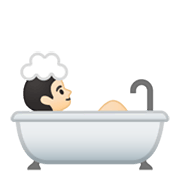 🛀🏻 Emoji Pessoa Tomando Banho: Pele Clara na Google Android 10.0 March 2020 Feature Drop.