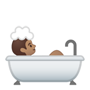 🛀🏽 Emoji Pessoa Tomando Banho: Pele Morena na Google Android 10.0 March 2020 Feature Drop.