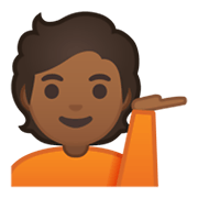 💁🏾 Emoji Persona De Mostrador De Información: Tono De Piel Oscuro Medio en Google Android 10.0 March 2020 Feature Drop.