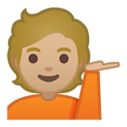 💁🏼 Emoji Persona De Mostrador De Información: Tono De Piel Claro Medio en Google Android 10.0 March 2020 Feature Drop.