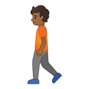 🚶🏾 Emoji Persona Caminando: Tono De Piel Oscuro Medio en Google Android 10.0 March 2020 Feature Drop.
