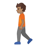🚶🏽 Emoji Persona Caminando: Tono De Piel Medio en Google Android 10.0 March 2020 Feature Drop.