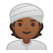 Émoji 👳🏾 Personne En Turban : Peau Mate sur Google Android 10.0 March 2020 Feature Drop.