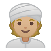 👳🏼 Emoji Pessoa Com Turbante: Pele Morena Clara na Google Android 10.0 March 2020 Feature Drop.