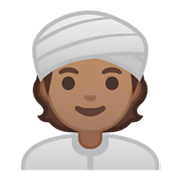 Emoji 👳🏽 Persona Con Turbante: Carnagione Olivastra su Google Android 10.0 March 2020 Feature Drop.