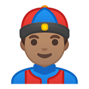 Emoji 👲🏽 Uomo Con Zucchetto Cinese: Carnagione Olivastra su Google Android 10.0 March 2020 Feature Drop.