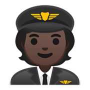 Émoji 🧑🏿‍✈️ Pilote : Peau Foncée sur Google Android 10.0 March 2020 Feature Drop.