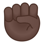 ✊🏿 Emoji Puño En Alto: Tono De Piel Oscuro en Google Android 10.0 March 2020 Feature Drop.