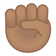 ✊🏽 Emoji Puño En Alto: Tono De Piel Medio en Google Android 10.0 March 2020 Feature Drop.