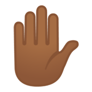 ✋🏾 Emoji Mão Levantada: Pele Morena Escura na Google Android 10.0 March 2020 Feature Drop.