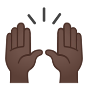 🙌🏿 Emoji zwei erhobene Handflächen: dunkle Hautfarbe Google Android 10.0 March 2020 Feature Drop.