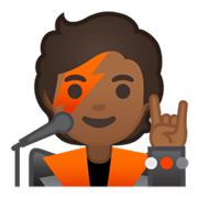 🧑🏾‍🎤 Emoji Cantante: Tono De Piel Oscuro Medio en Google Android 10.0 March 2020 Feature Drop.