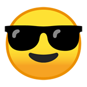 Emoji 😎 Faccina Con Sorriso E Occhiali Da Sole su Google Android 10.0 March 2020 Feature Drop.