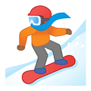 🏂🏾 Emoji Snowboarder(in): mitteldunkle Hautfarbe Google Android 10.0 March 2020 Feature Drop.