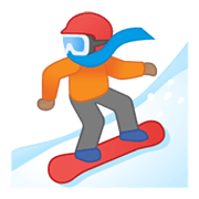 🏂🏽 Emoji Snowboarder(in): mittlere Hautfarbe Google Android 10.0 March 2020 Feature Drop.