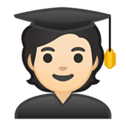 🧑🏻‍🎓 Emoji Student(in): helle Hautfarbe Google Android 10.0 March 2020 Feature Drop.