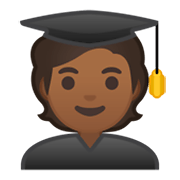 🧑🏾‍🎓 Emoji Student(in): mitteldunkle Hautfarbe Google Android 10.0 March 2020 Feature Drop.