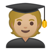 🧑🏼‍🎓 Emoji Estudiante: Tono De Piel Claro Medio en Google Android 10.0 March 2020 Feature Drop.