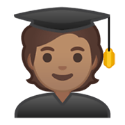 🧑🏽‍🎓 Emoji Student(in): mittlere Hautfarbe Google Android 10.0 March 2020 Feature Drop.
