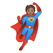 🦸🏽 Emoji Super-herói: Pele Morena na Google Android 10.0 March 2020 Feature Drop.