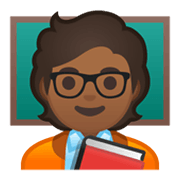 🧑🏾‍🏫 Emoji Professora Na Escola: Pele Morena Escura na Google Android 10.0 March 2020 Feature Drop.