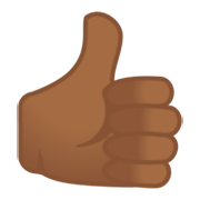👍🏾 Emoji Polegar Para Cima: Pele Morena Escura na Google Android 10.0 March 2020 Feature Drop.