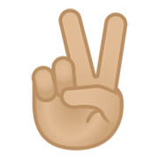 ✌🏼 Emoji Mão Em V De Vitória: Pele Morena Clara na Google Android 10.0 March 2020 Feature Drop.