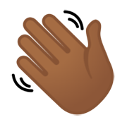 👋🏾 Emoji Mão Acenando: Pele Morena Escura na Google Android 10.0 March 2020 Feature Drop.