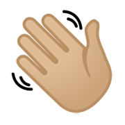 👋🏼 Emoji Mão Acenando: Pele Morena Clara na Google Android 10.0 March 2020 Feature Drop.