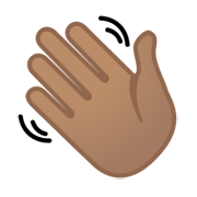 👋🏽 Emoji Mão Acenando: Pele Morena na Google Android 10.0 March 2020 Feature Drop.