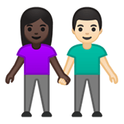 Emoji 👩🏿‍🤝‍👨🏻 Uomo E Donna Che Si Tengono Per Mano: Carnagione Scura E Carnagione Chiara su Google Android 10.0 March 2020 Feature Drop.