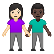 Emoji 👩🏻‍🤝‍👨🏿 Uomo E Donna Che Si Tengono Per Mano: Carnagione Chiara E Carnagione Scura su Google Android 10.0 March 2020 Feature Drop.