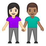 Emoji 👩🏻‍🤝‍👨🏽 Uomo E Donna Che Si Tengono Per Mano: Carnagione Chiara E Carnagione Olivastra su Google Android 10.0 March 2020 Feature Drop.