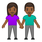 👫🏾 Emoji Mann und Frau halten Hände: mitteldunkle Hautfarbe Google Android 10.0 March 2020 Feature Drop.