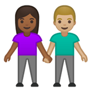 👩🏾‍🤝‍👨🏼 Emoji Mujer Y Hombre De La Mano: Tono De Piel Oscuro Medio Y Tono De Piel Claro Medio en Google Android 10.0 March 2020 Feature Drop.