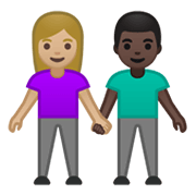 Emoji 👩🏼‍🤝‍👨🏿 Uomo E Donna Che Si Tengono Per Mano: Carnagione Abbastanza Chiara E Carnagione Scura su Google Android 10.0 March 2020 Feature Drop.
