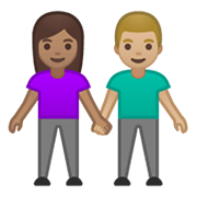 👩🏽‍🤝‍👨🏼 Emoji Mann und Frau halten Hände: mittlere Hautfarbe, mittelhelle Hautfarbe Google Android 10.0 March 2020 Feature Drop.