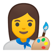 Émoji 👩‍🎨 Artiste Femme sur Google Android 10.0 March 2020 Feature Drop.
