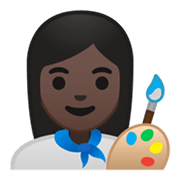 Émoji 👩🏿‍🎨 Artiste Femme : Peau Foncée sur Google Android 10.0 March 2020 Feature Drop.
