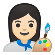👩🏻‍🎨 Emoji Künstlerin: helle Hautfarbe Google Android 10.0 March 2020 Feature Drop.