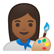 👩🏾‍🎨 Emoji Artista Plástica: Pele Morena Escura na Google Android 10.0 March 2020 Feature Drop.