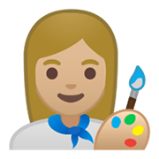 👩🏼‍🎨 Emoji Artista Plástica: Pele Morena Clara na Google Android 10.0 March 2020 Feature Drop.