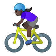 🚴🏿‍♀️ Emoji Radfahrerin: dunkle Hautfarbe Google Android 10.0 March 2020 Feature Drop.
